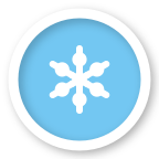 Icy road map icon. Ice on road (light-blue with snowflake).