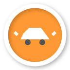 Car stopped map icon. Vehicle stopped on or beside the road.