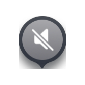 Muted map icon. Muted signal: grey marker with speaker-slash icon.