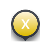X band map icon. X band (yellow, "X").